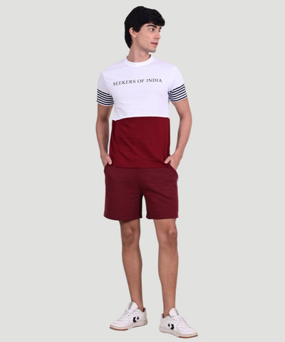 Indusvale Men's Colorblock Multicolor T-Shirt & Solid Short Set