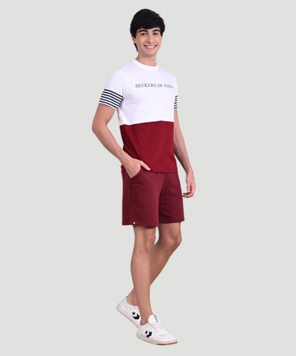 Indusvale Men's Colorblock Multicolor T-Shirt & Solid Short Set